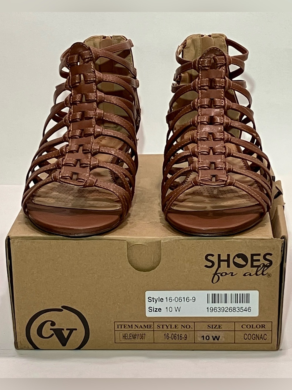 NWT Brown Comfortview “Helen”Strappy Cage Heeled Gladiator Sandals WSz 10 *WIDE*